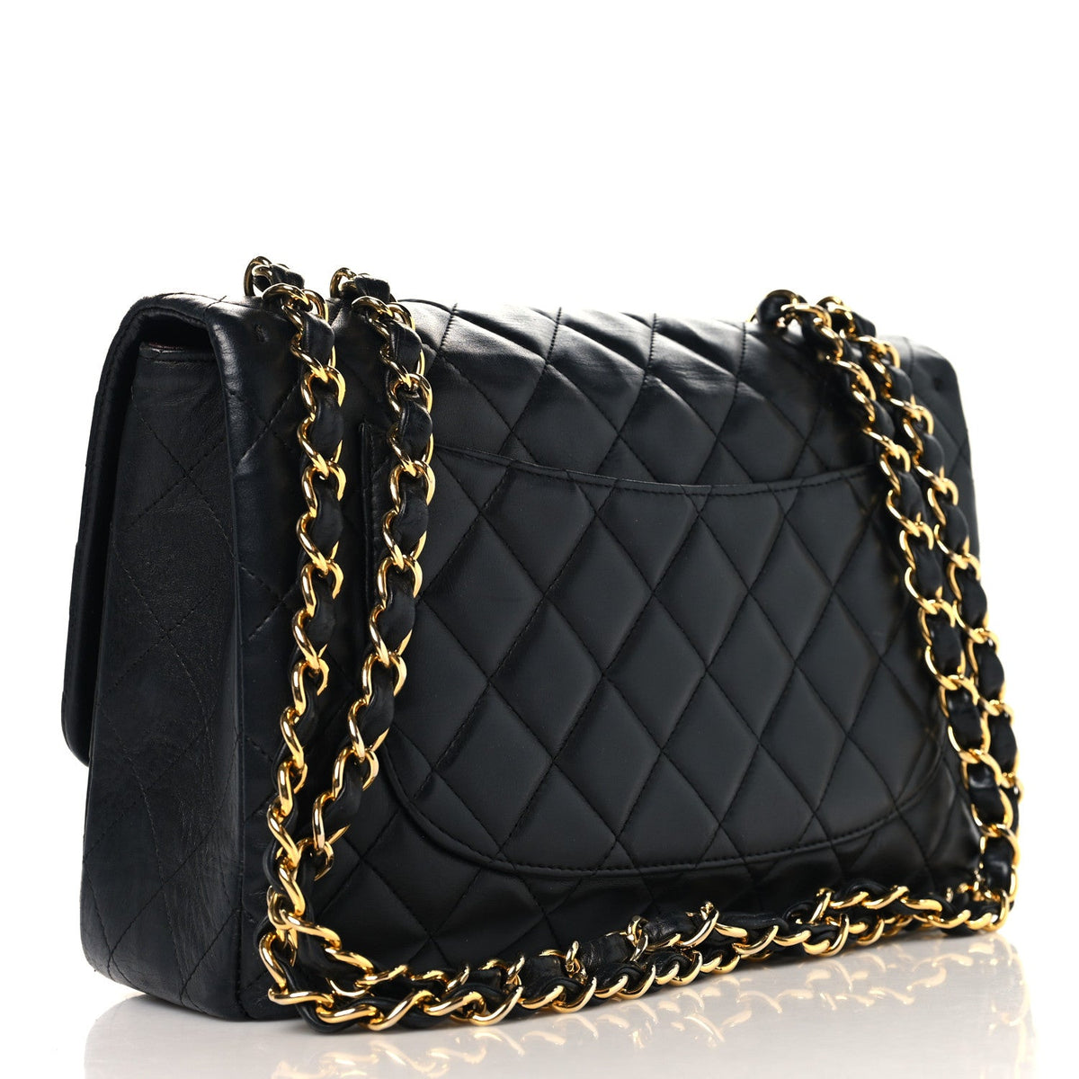 Lambskin Quilted Jumbo Double Flap Black