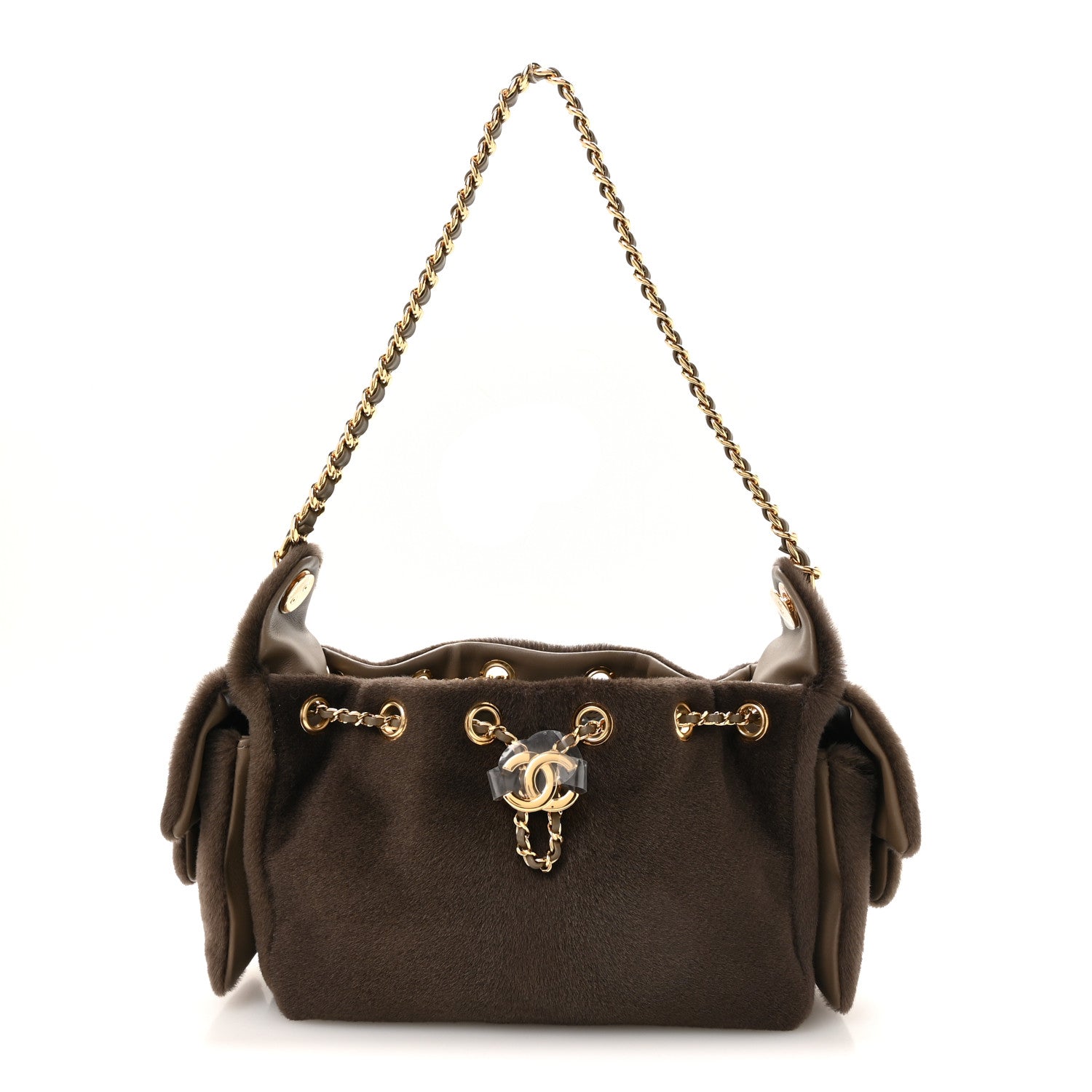 Pony Hair Mini Chanel 25 Handbag Dark Khaki