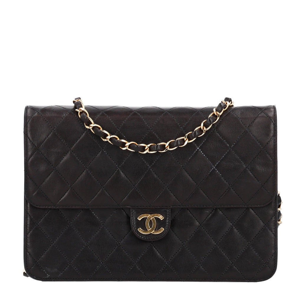 Lambskin Medium Double Flap Dark Brown