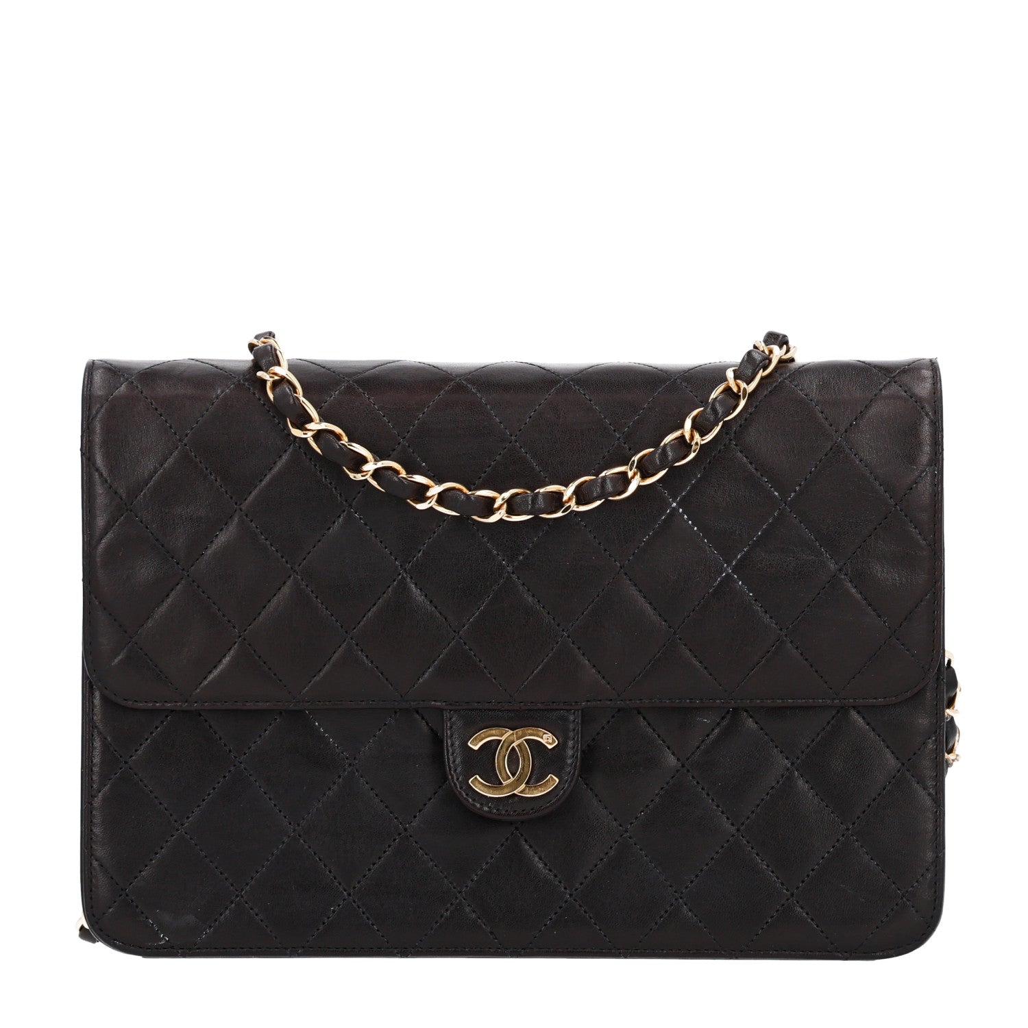 Lambskin Medium Double Flap Dark Brown