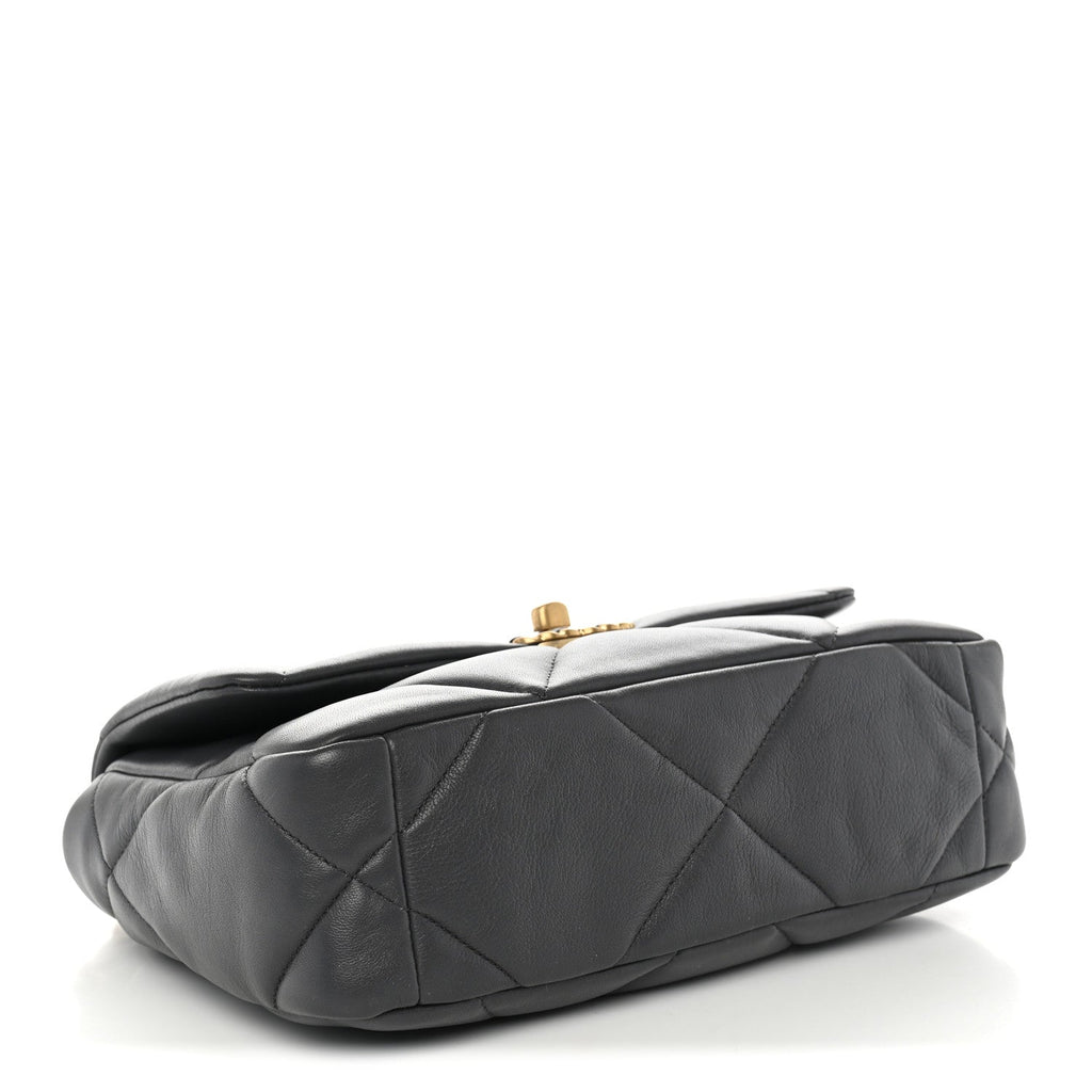 Lambskin Quilted Medium Chanel 19 Flap Dark Grey