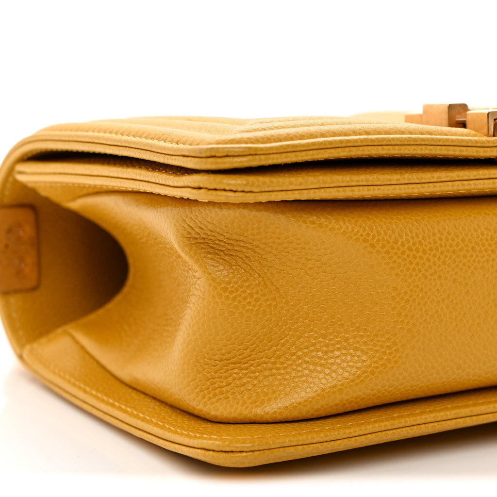 Lambskin Quilted Small Boy Flap Yellow