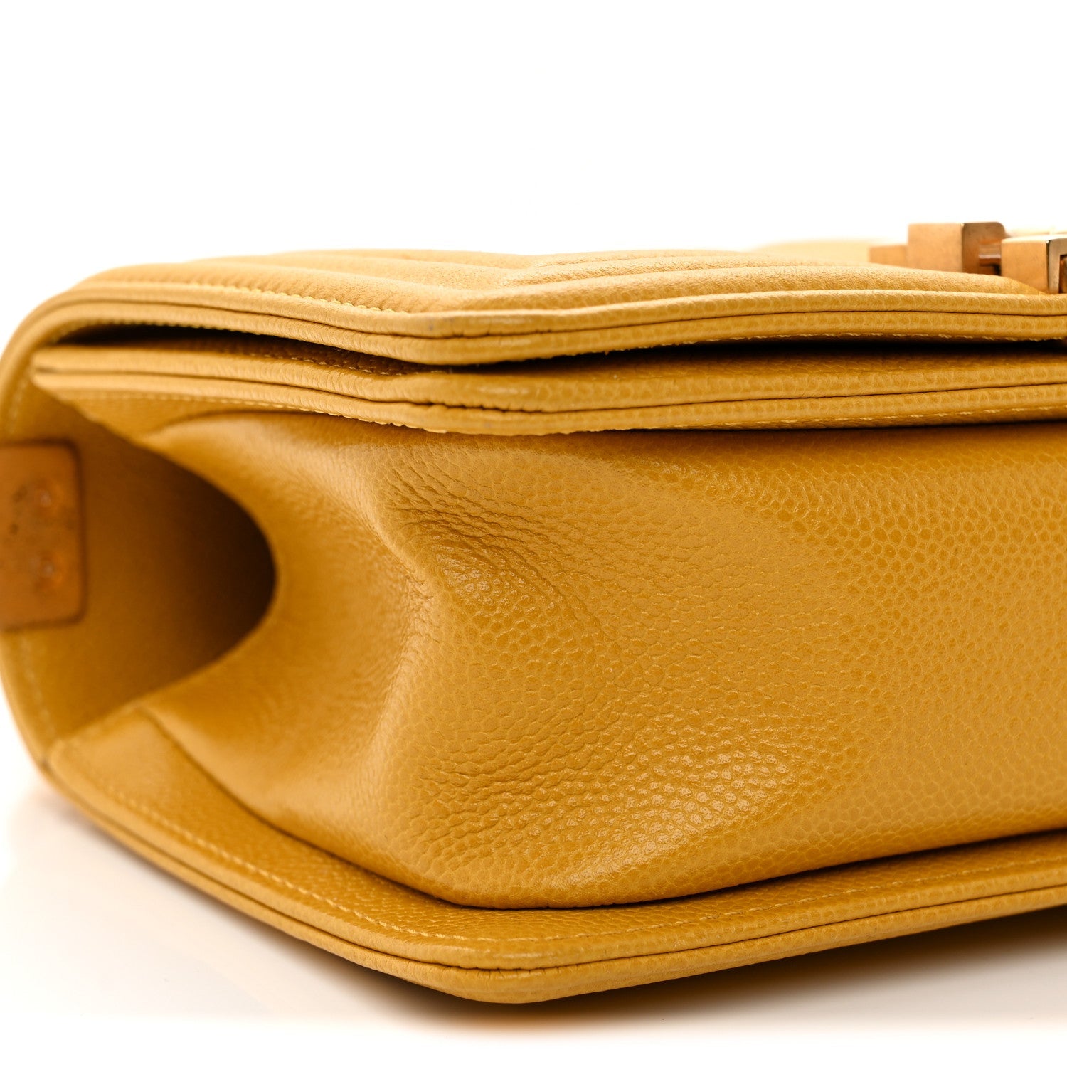 Lambskin Quilted Small Boy Flap Yellow