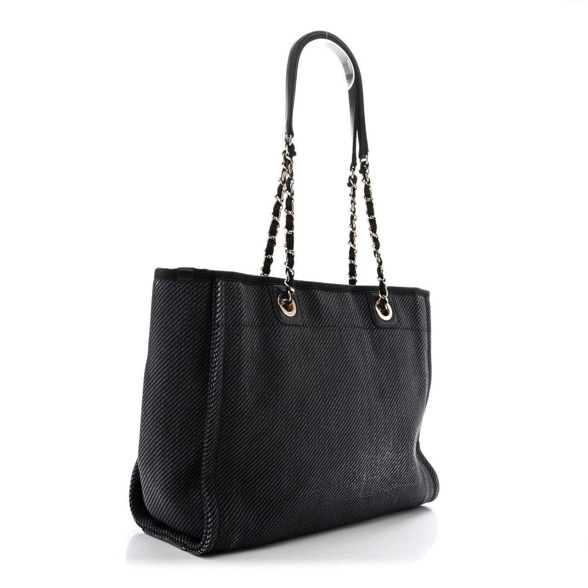 Mixed Fibers Calfskin Small Deauville Tote Black