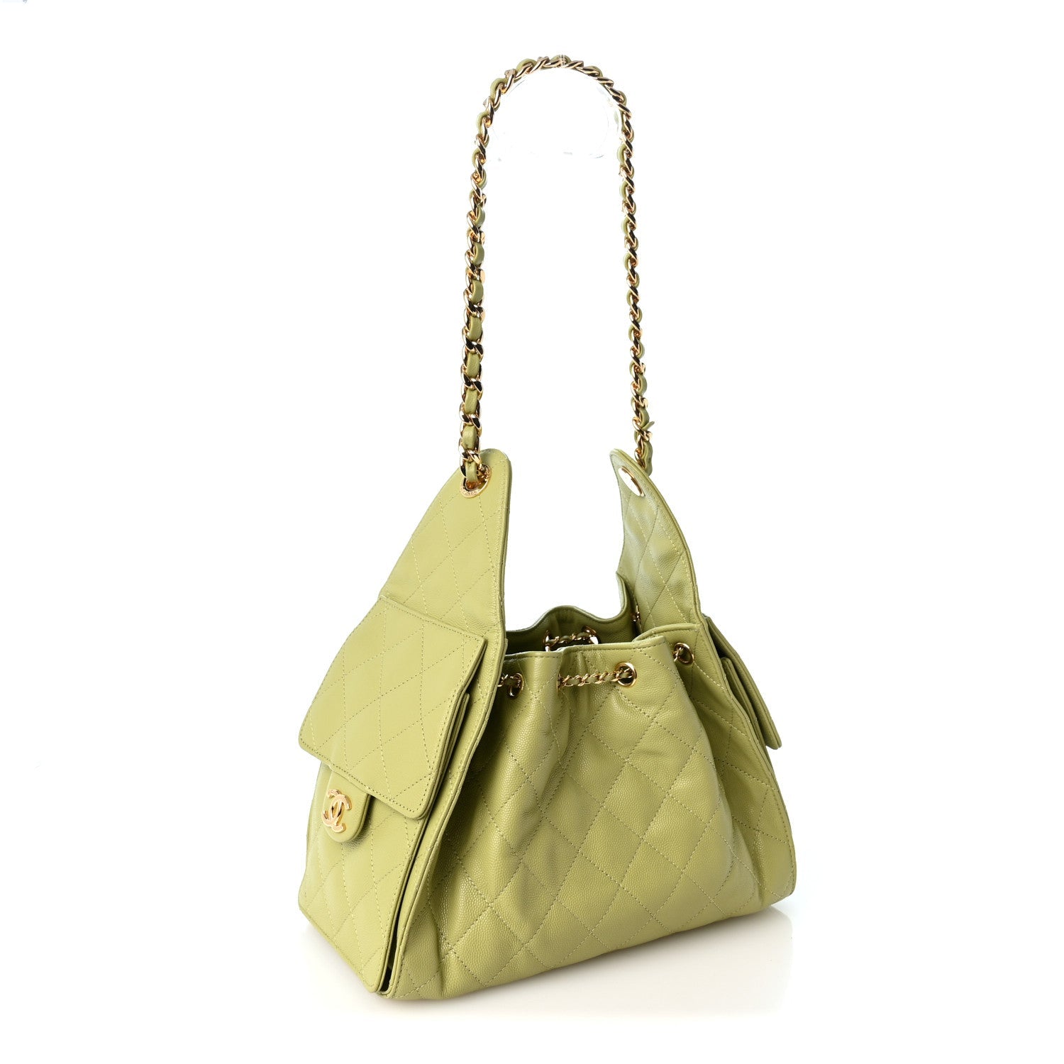 Caviar Quilted Small Chanel 25 Handbag Green