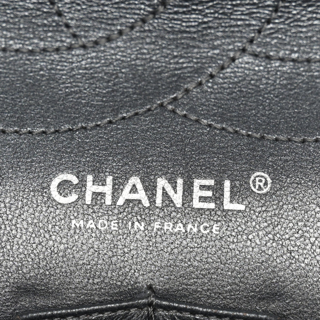 Metallic Aged Calfskin Quilted 2.55 Reissue 227 Flap Dark Silver
