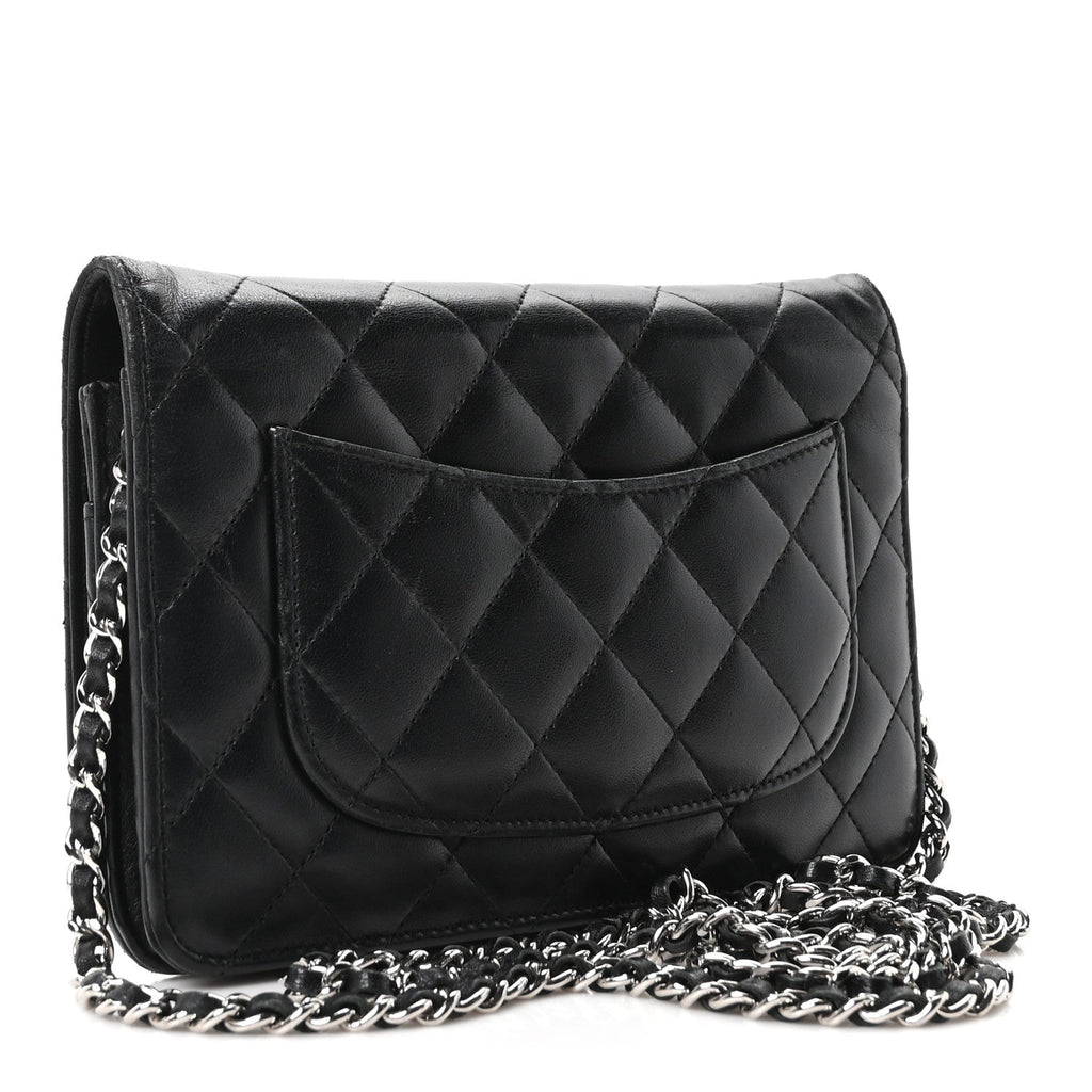 Lambskin Quilted Wallet On Chain WOC Black