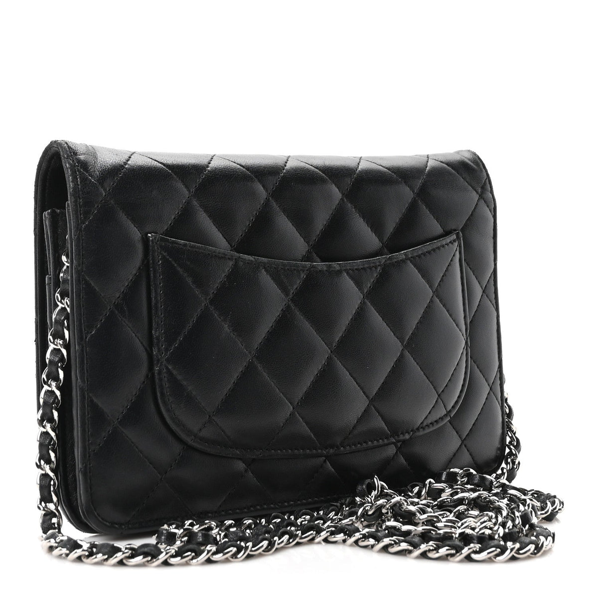 Lambskin Quilted Wallet On Chain WOC Black