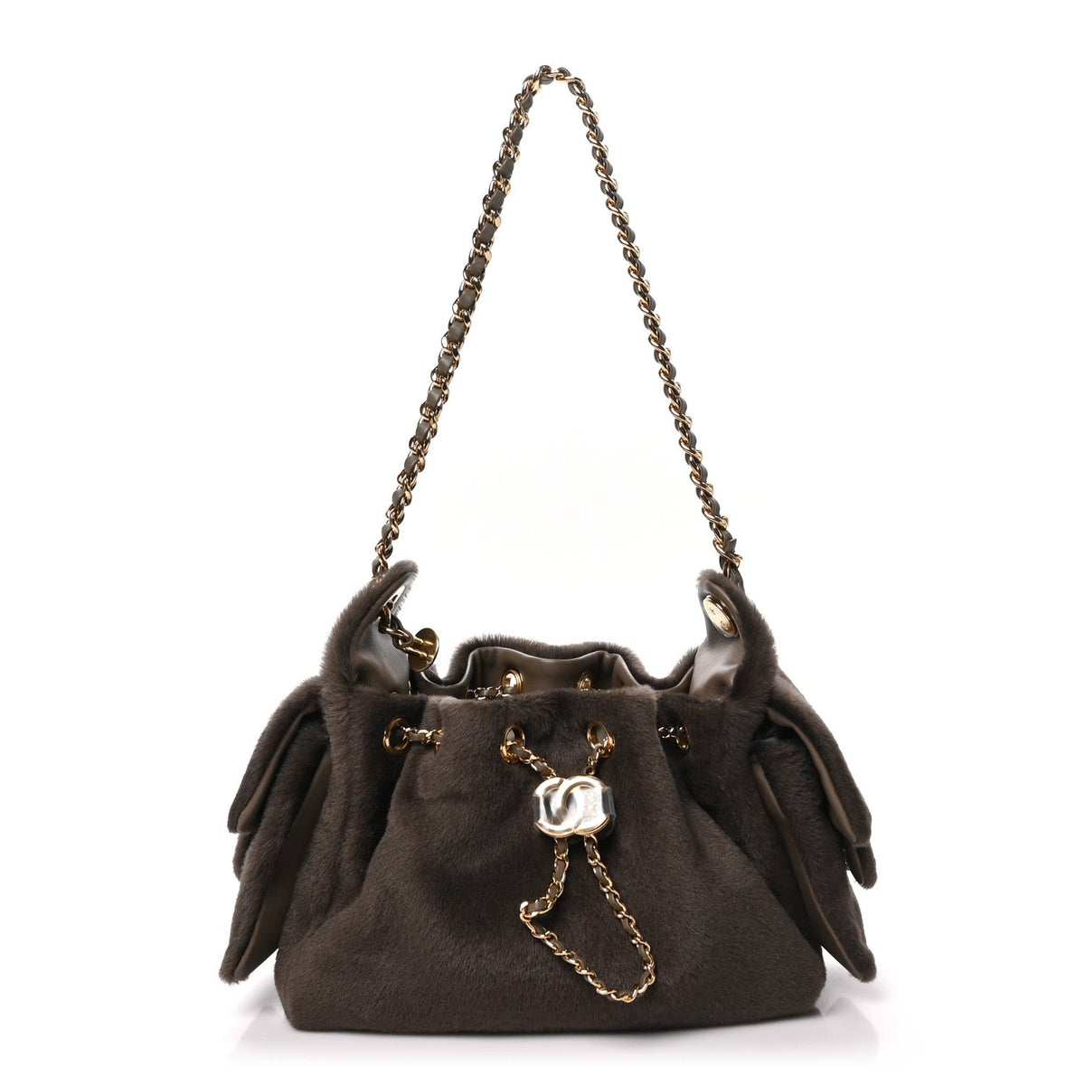 Pony Hair Mini Chanel 25 Handbag Dark Khaki