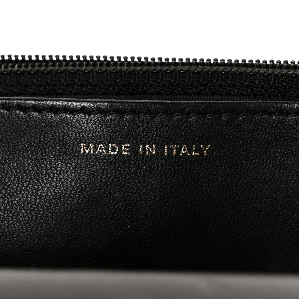 Lambskin Camellia Embossed Wallet On Chain WOC Black Gold