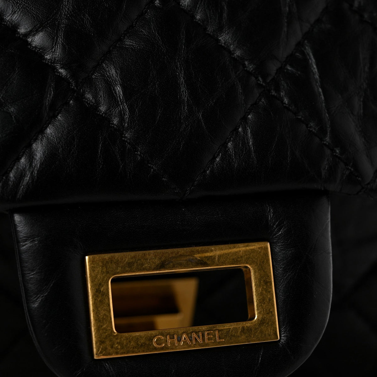 Aged Calfskin Quilted 2.55 Reissue 227 Flap Black