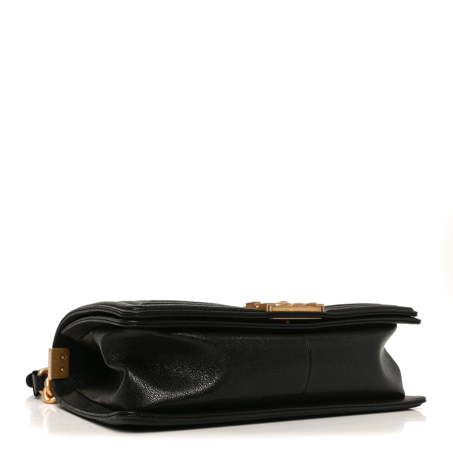 Caviar Chevron Quilted Medium Boy Flap Black
