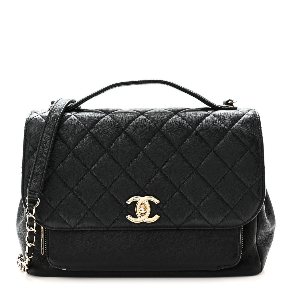 Caviar Quilted Large Business Affinity Flap Black Black