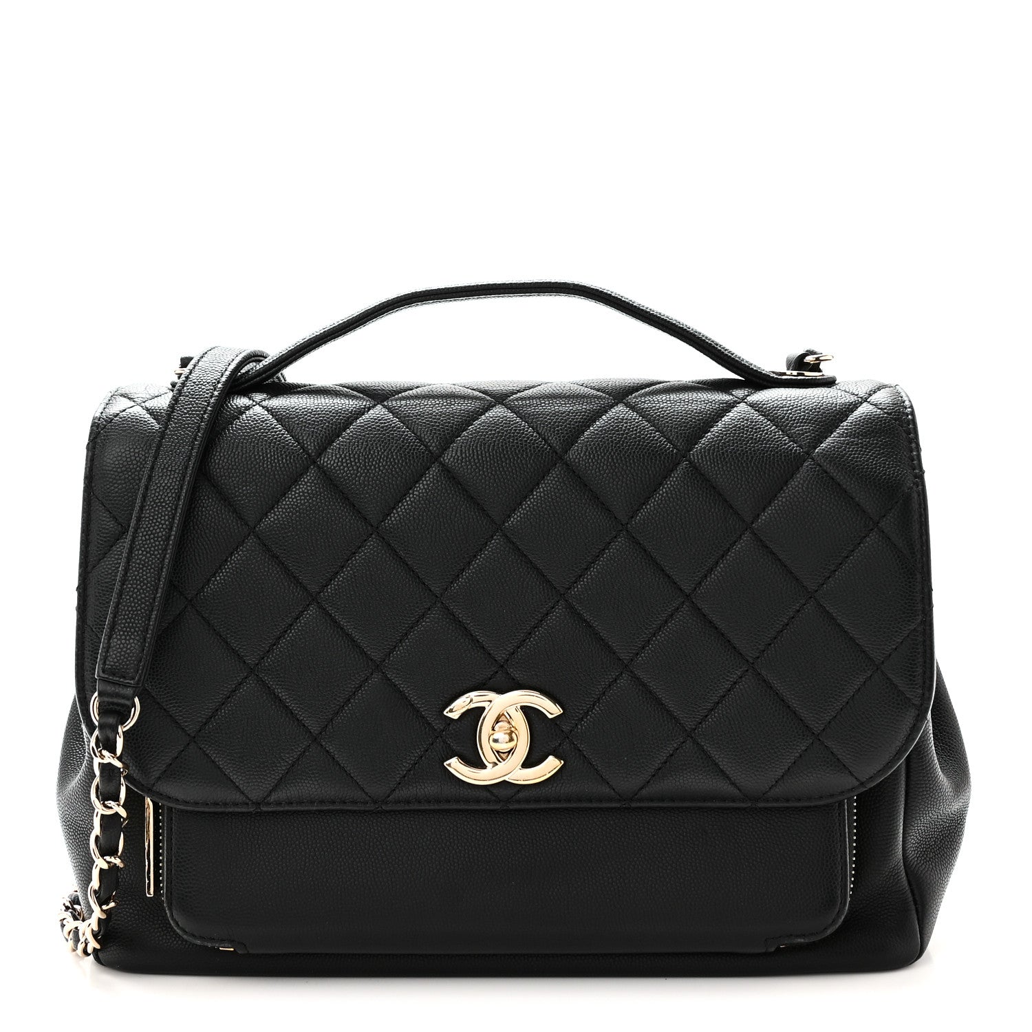 Caviar Quilted Large Business Affinity Flap Black Black