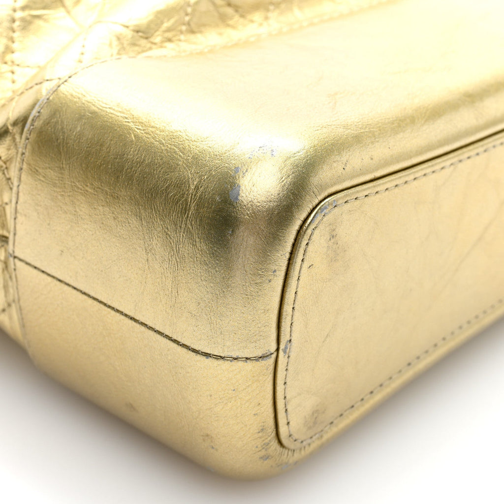 Metallic Aged Calfskin Quilted Medium Gabrielle Gold