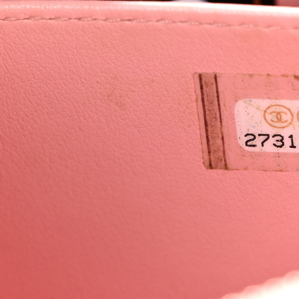 Caviar Quilted Striped CC Filigree Clutch With Chain Pink White