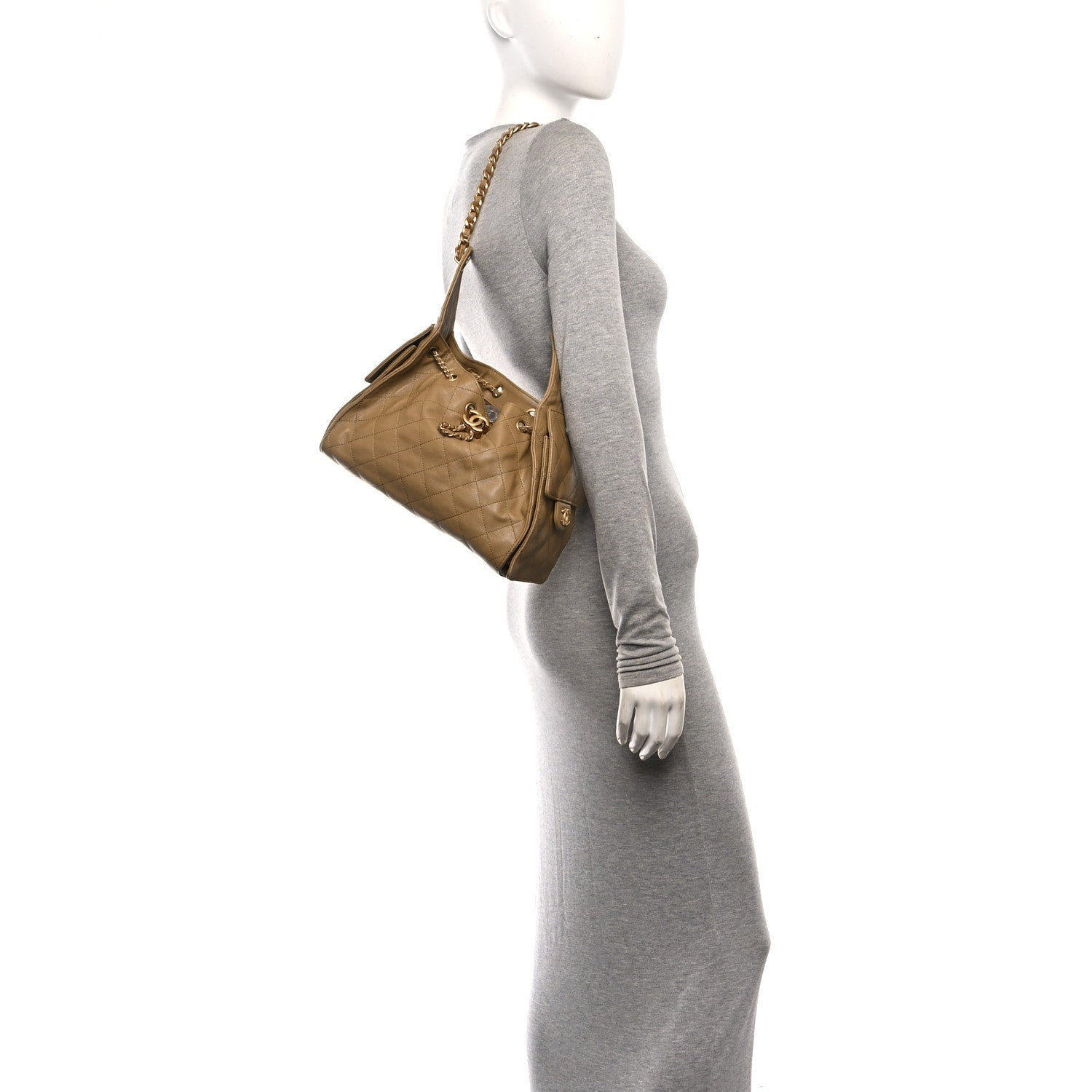 Caviar Quilted Small Chanel 25 Handbag Beige
