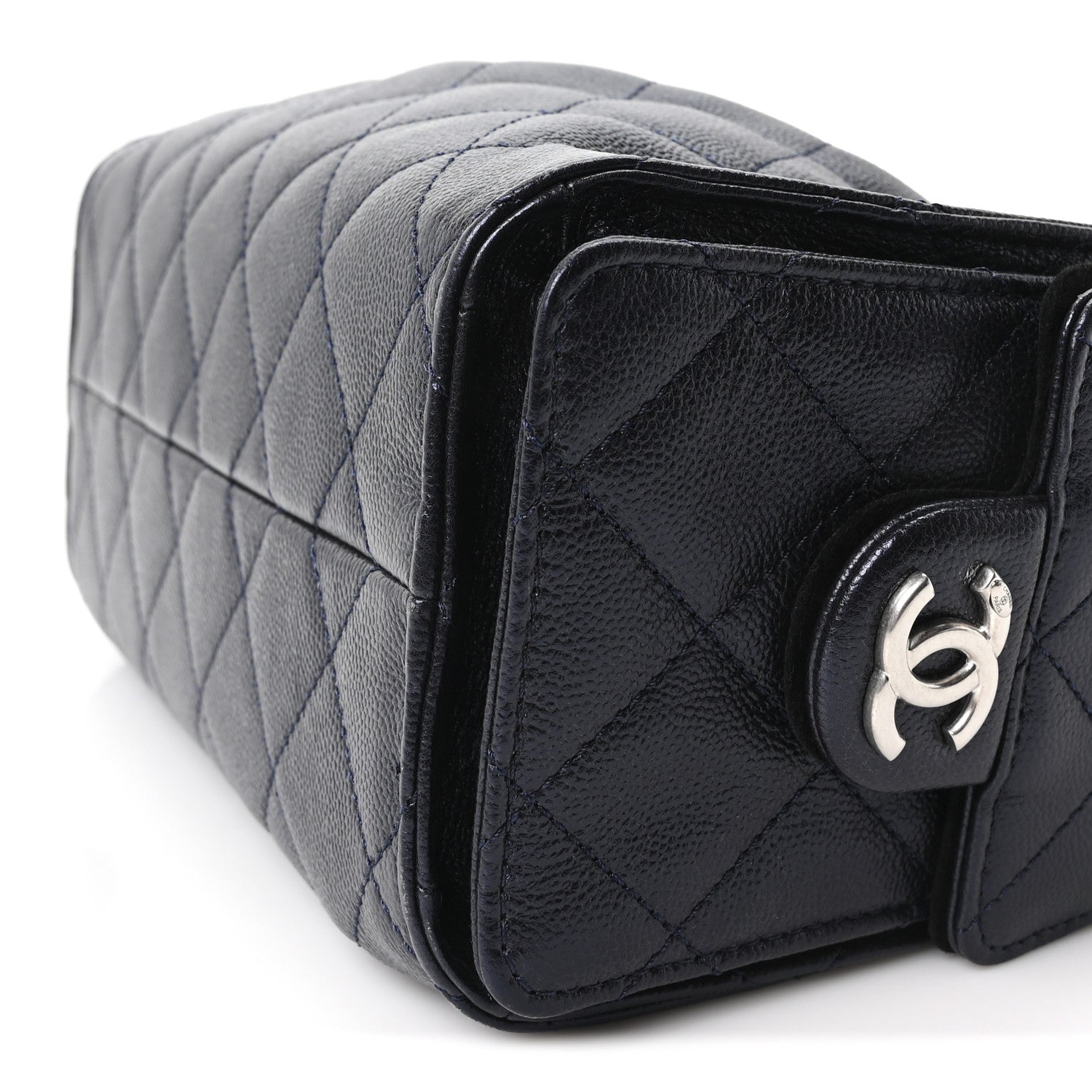 Metallic Caviar Quilted Mini Chanel 25 Handbag Dark Blue
