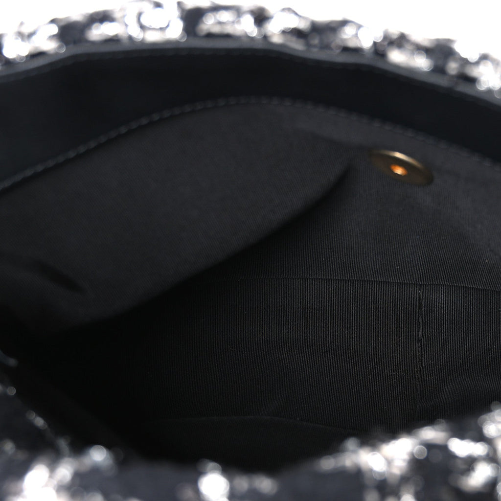 Tweed Quilted Large Chanel 19 Flap Black Silver Ecru