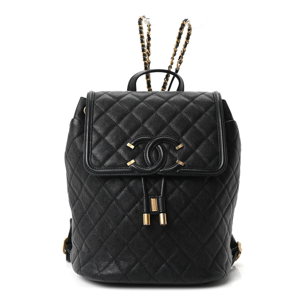 Caviar Quilted Filigree Backpack Black