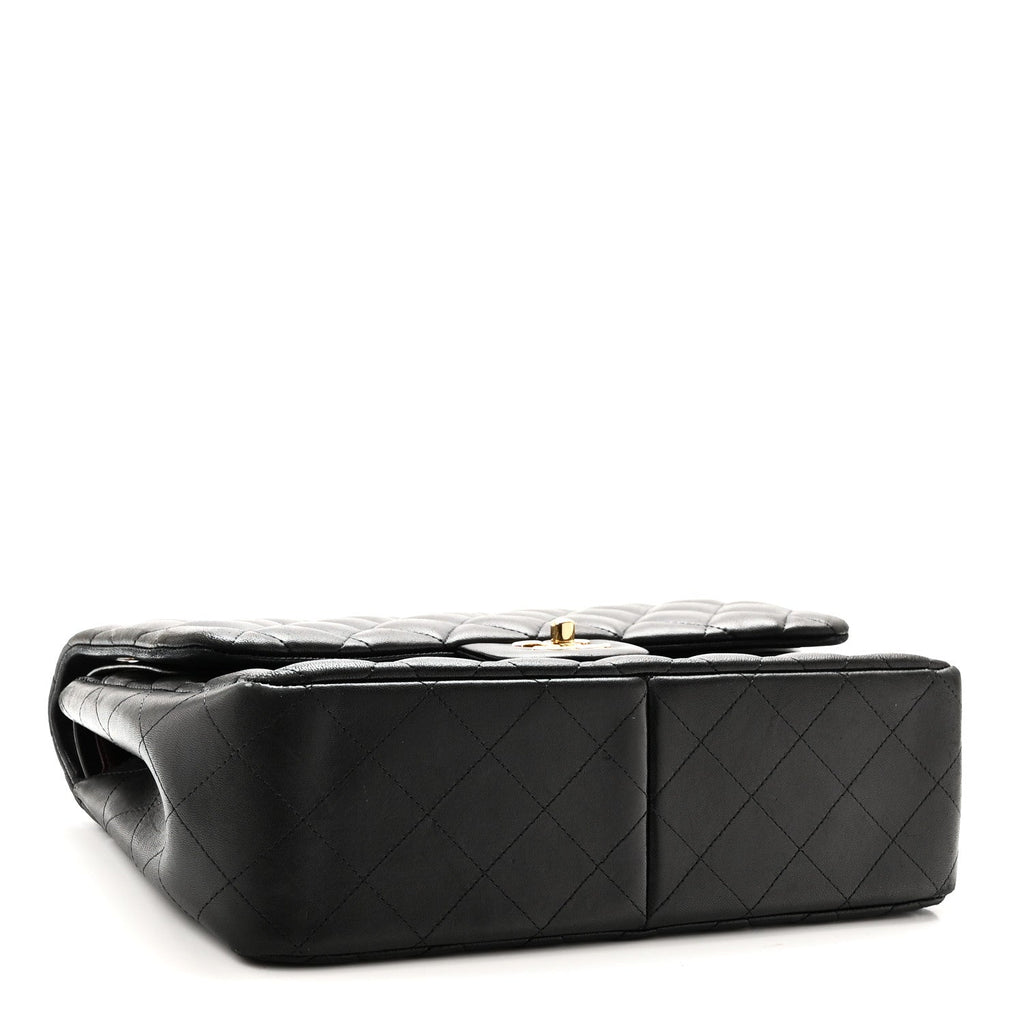 Lambskin Quilted Jumbo Double Flap Black