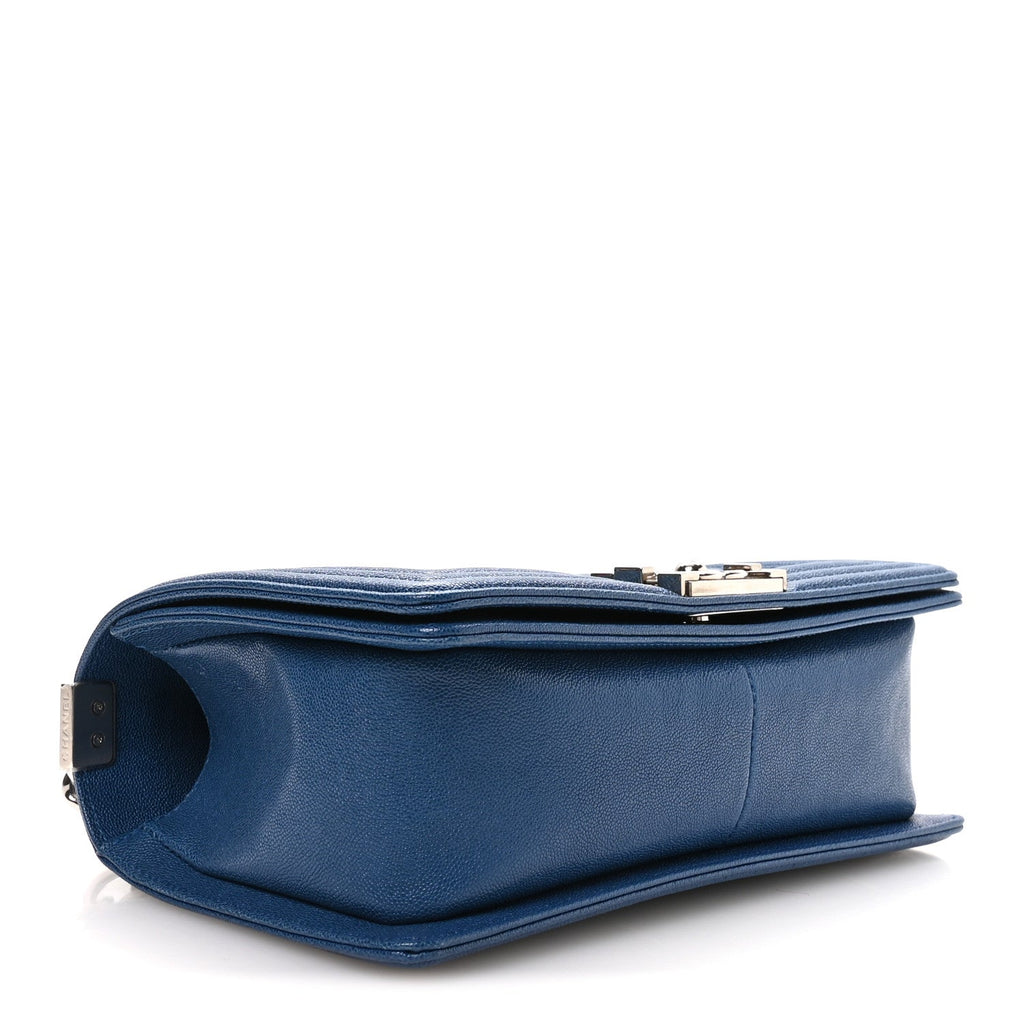 Iridescent Caviar Quilted Medium Boy Flap Blue