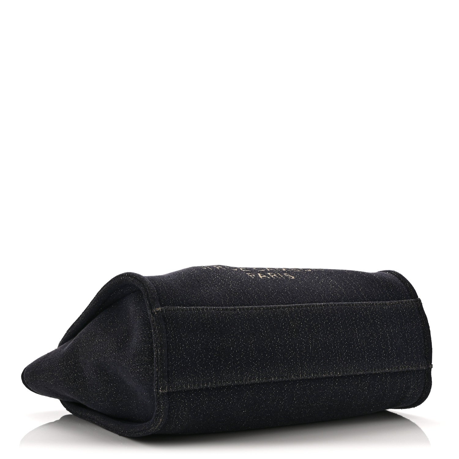 Lurex Canvas Small Deauville Tote Navy Blue Gold