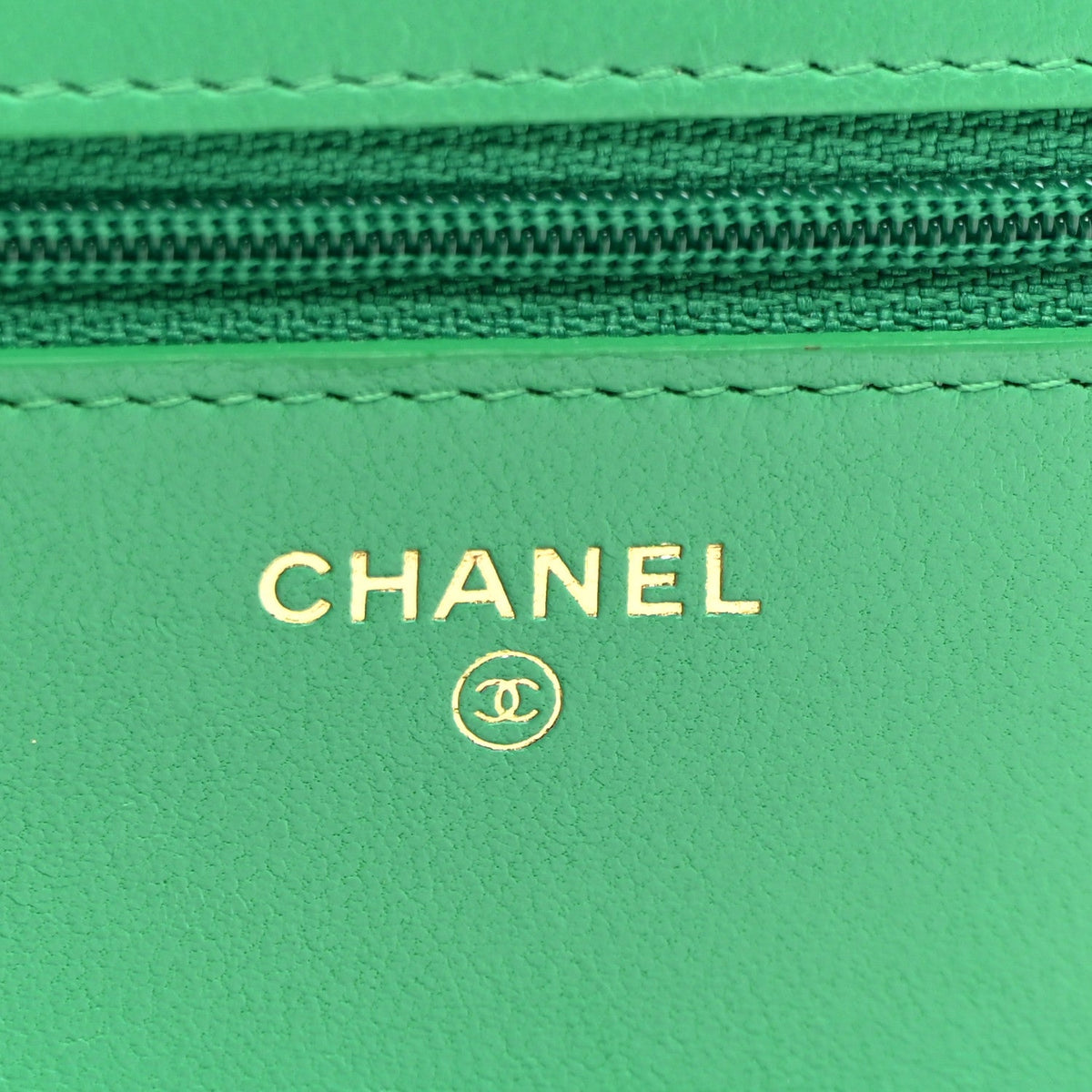 Lambskin Quilted Wallet On Chain WOC Green