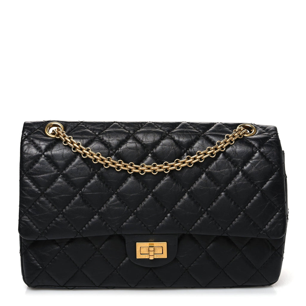 Aged Calfskin Quilted 2.55 Reissue 226 Flap Black
