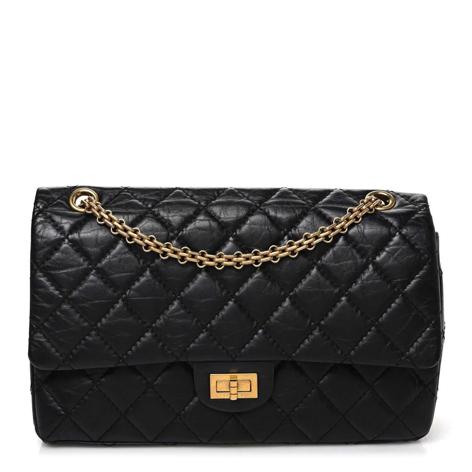 Aged Calfskin Quilted 2.55 Reissue 226 Flap Black