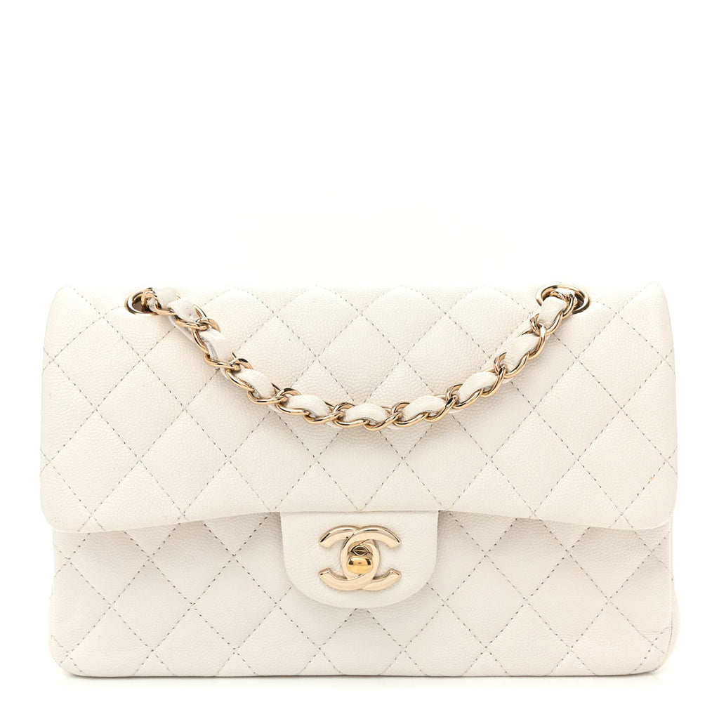 Caviar Quilted Small Double Flap White