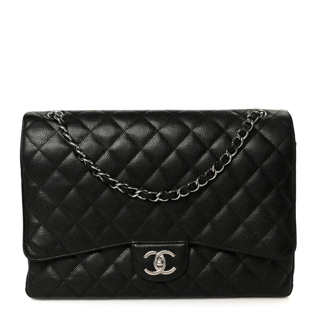 Caviar Quilted Maxi Double Flap Black