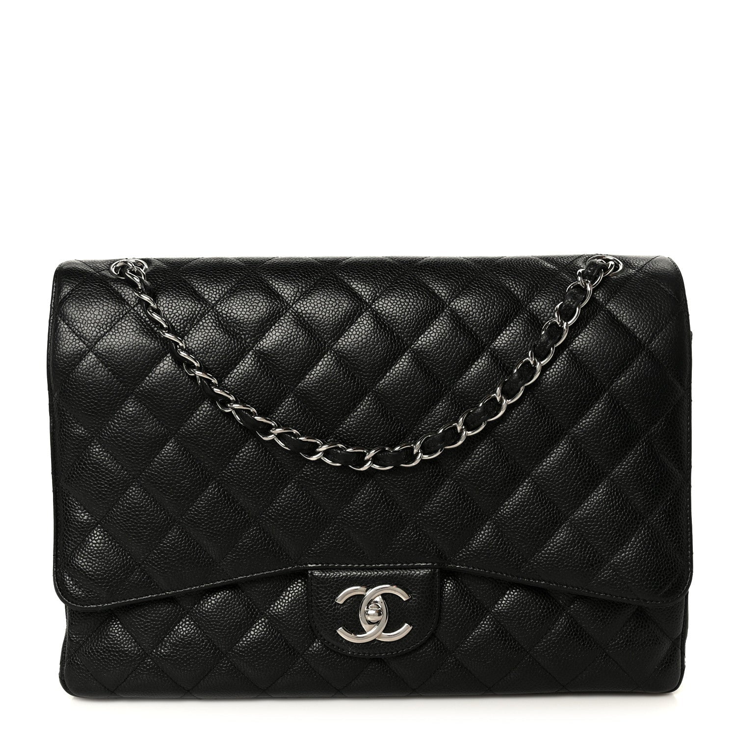 Caviar Quilted Maxi Double Flap Black