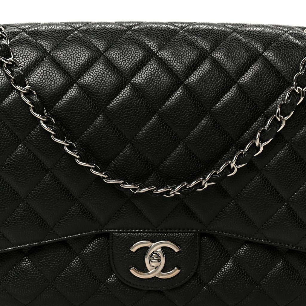 Caviar Quilted Maxi Double Flap Black