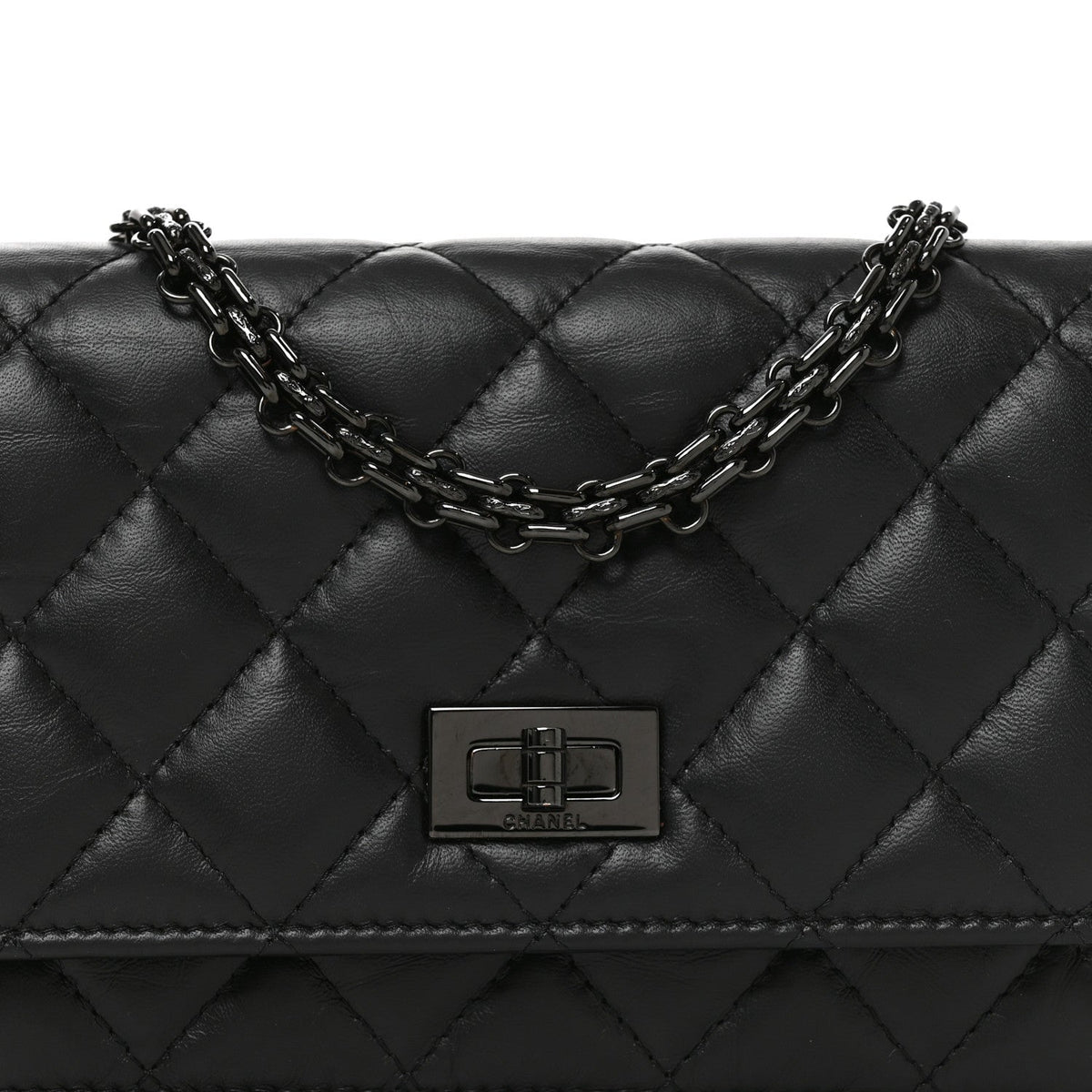 Aged Calfskin Quilted Mini Reissue Wallet On Chain WOC So Black