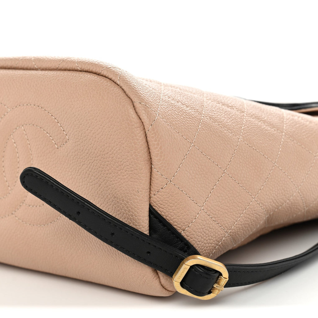 Caviar Quilted Filigree Backpack Beige Black