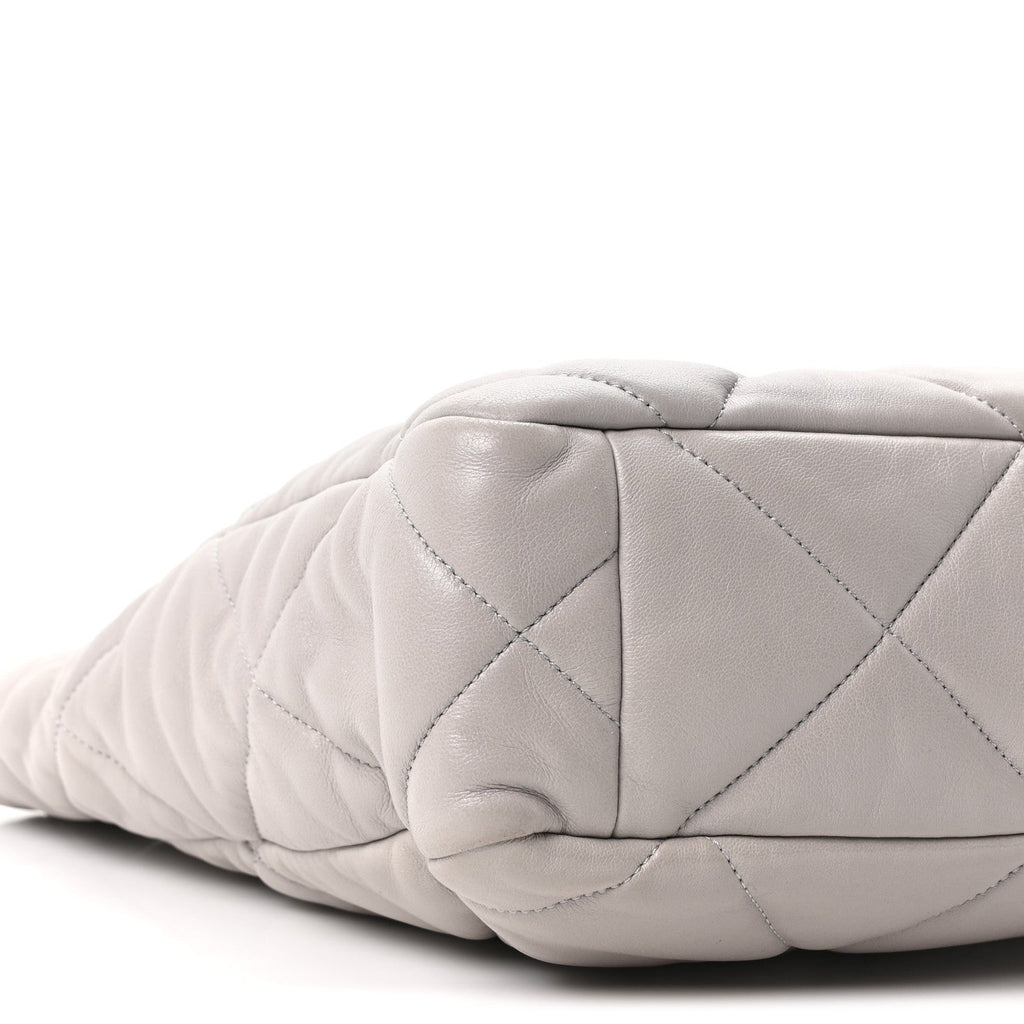 Lambskin Quilted Chanel 19 Shopping Bag Grey