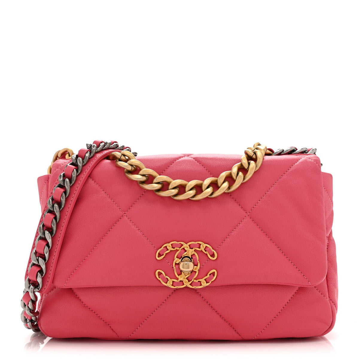 Goatskin Quilted Medium Chanel 19 Flap Dark Pink