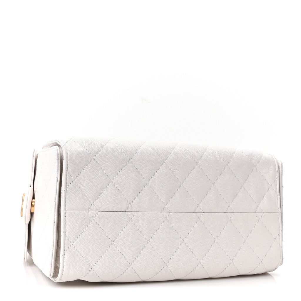 Caviar Quilted Small Chanel 25 Handbag White