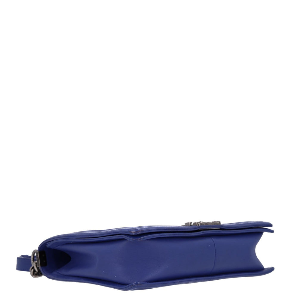Calfskin Quilted Large Boy Flap Dark Blue