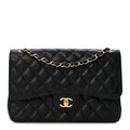 Caviar Quilted Jumbo Double Flap Black