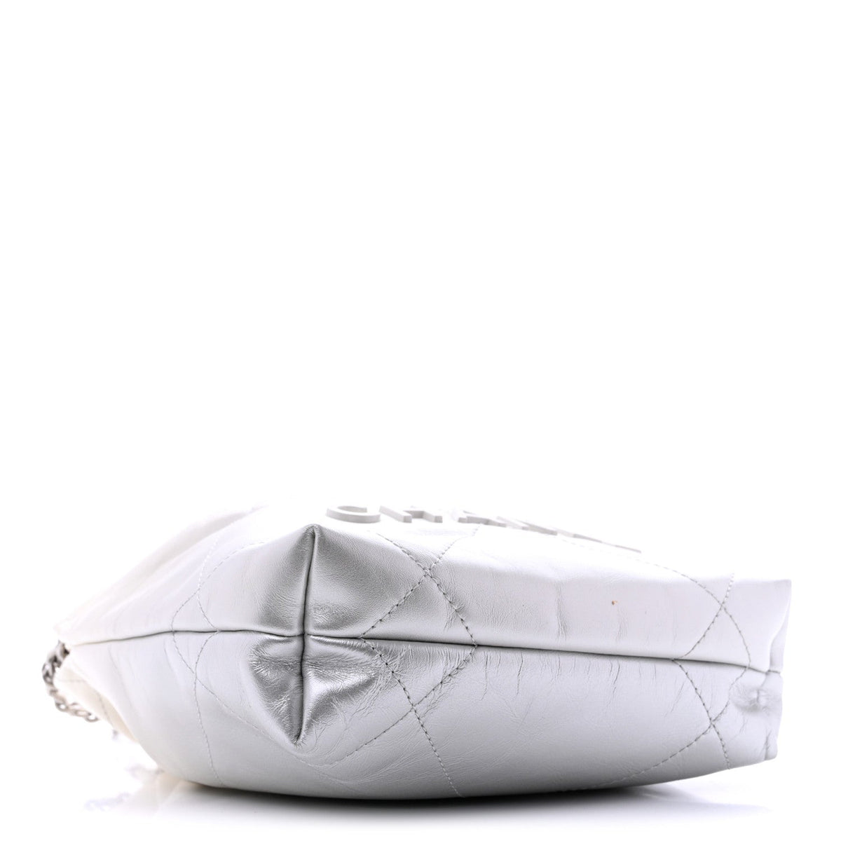 Metallic Shaded Calfskin Quilted Mini Chanel 22 White Silver