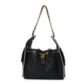 Braided Raffia Calfskin Quilted Small Chanel 25 Handbag Black White
