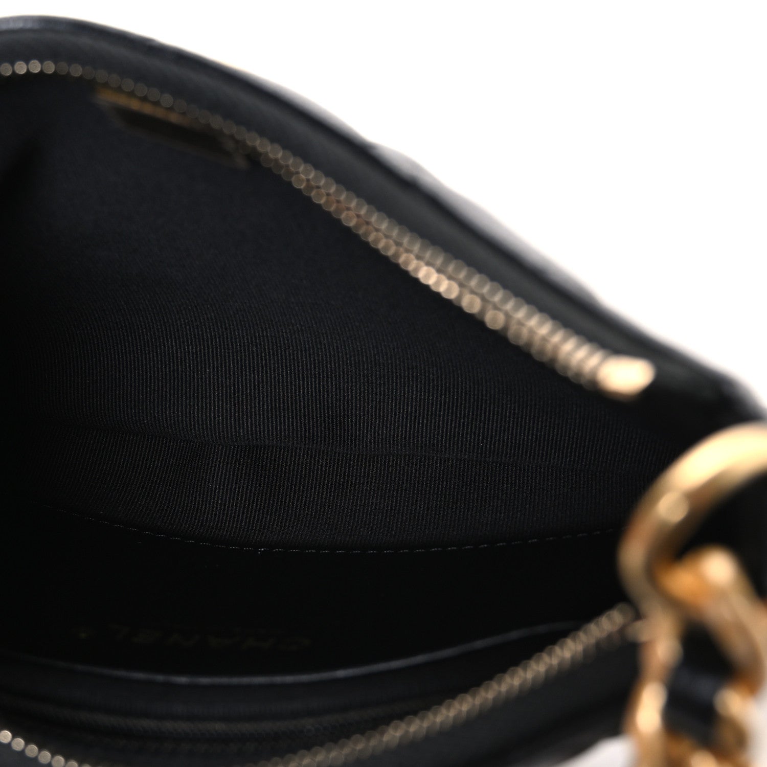 Shiny Crumpled Lambskin Quilted Trendy Chain Around Hobo Black