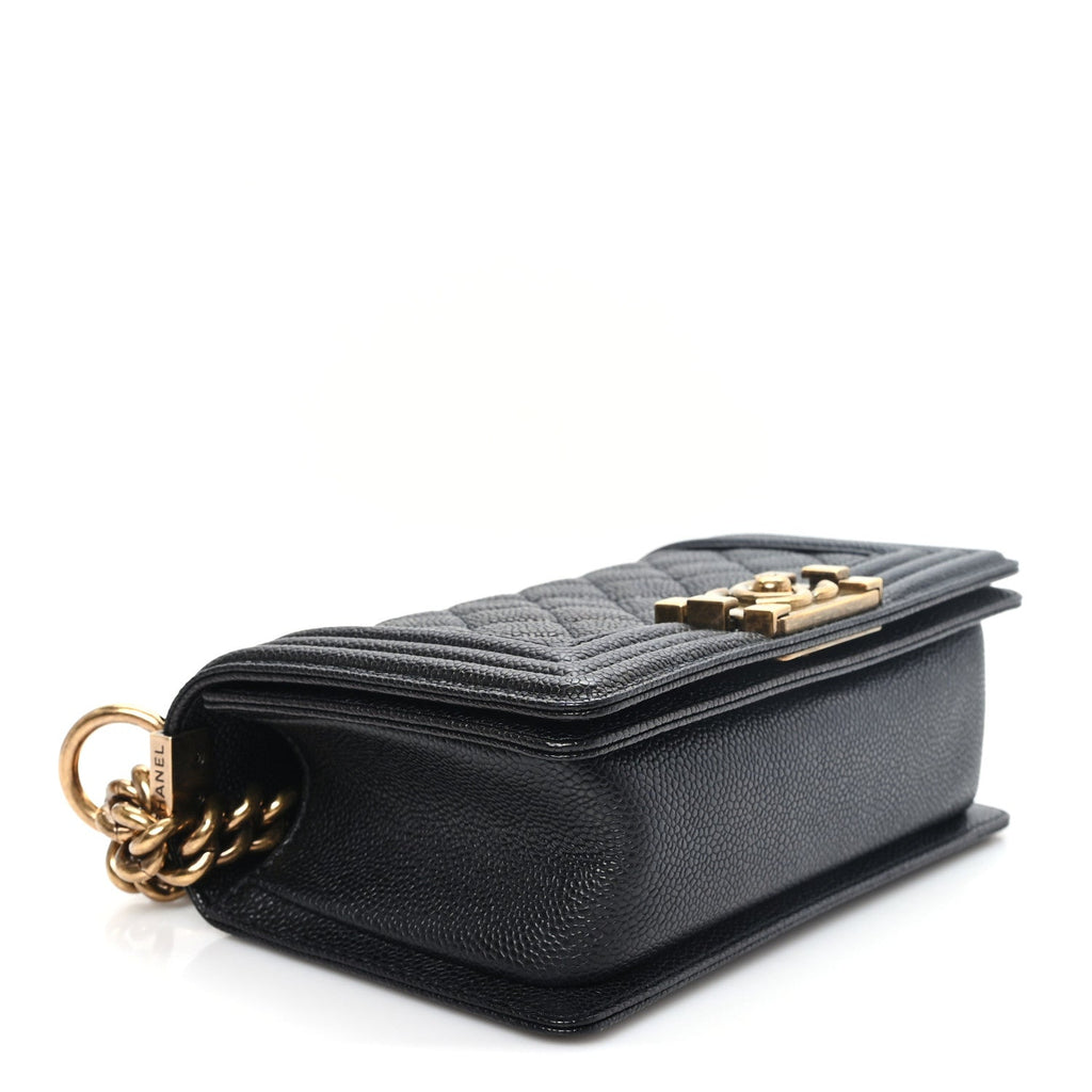 Caviar Quilted Small Boy Flap Black