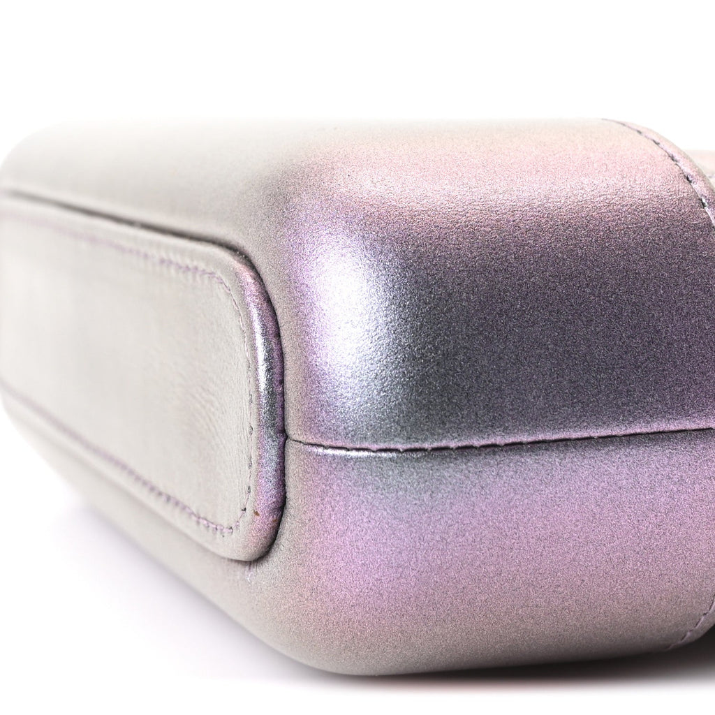 Iridescent Lambskin Calfskin Quilted Small Gabrielle Clutch With Chain Light Purple