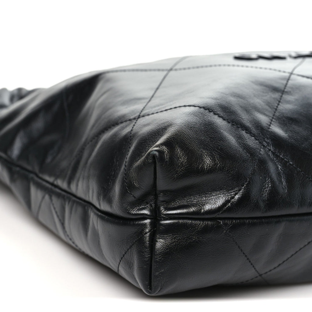 Shiny Calfskin Quilted Large Chanel 22 So Black