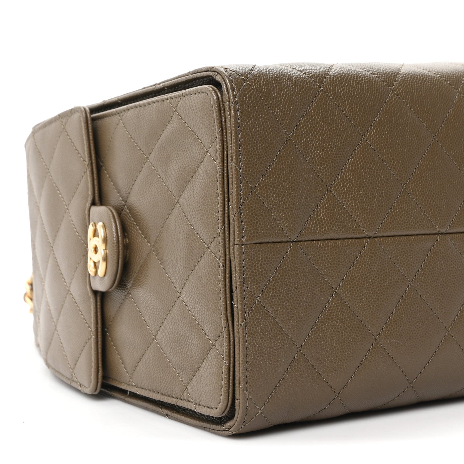 Caviar Quilted Medium Chanel 25 Handbag Dark Khaki