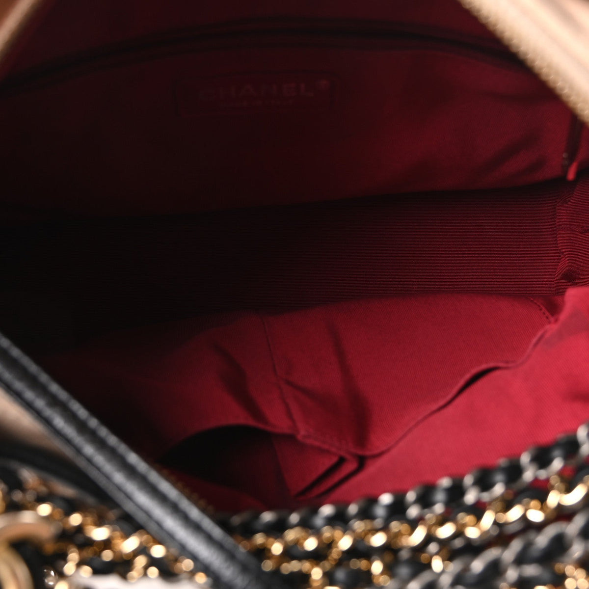 Aged Calfskin Quilted Medium Gabrielle Hobo Beige Black