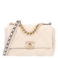 Lambskin Quilted Medium Chanel 19 Flap Light Beige